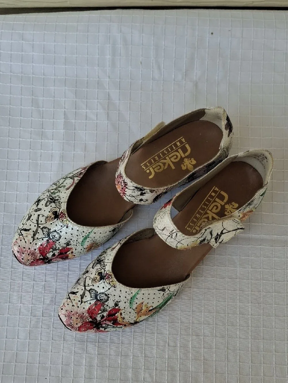 Rieker Women's Mirjam 11 White/Multi Leather Mary Jane - Size 38/8